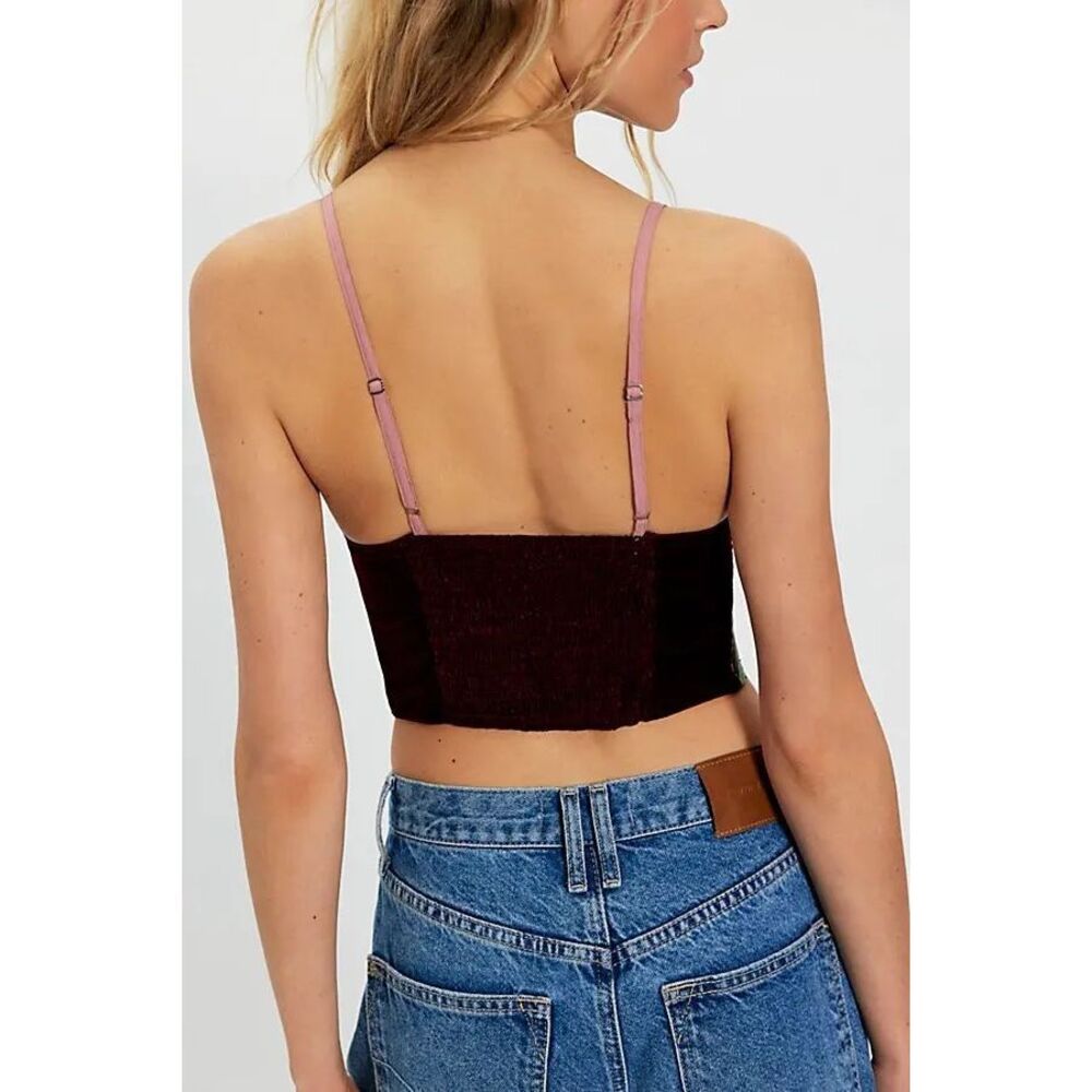 NWT Floral Velvet Embroidered Crop Top Boho Festival Statement Piece $148 MSRP - Picture 2 of 7